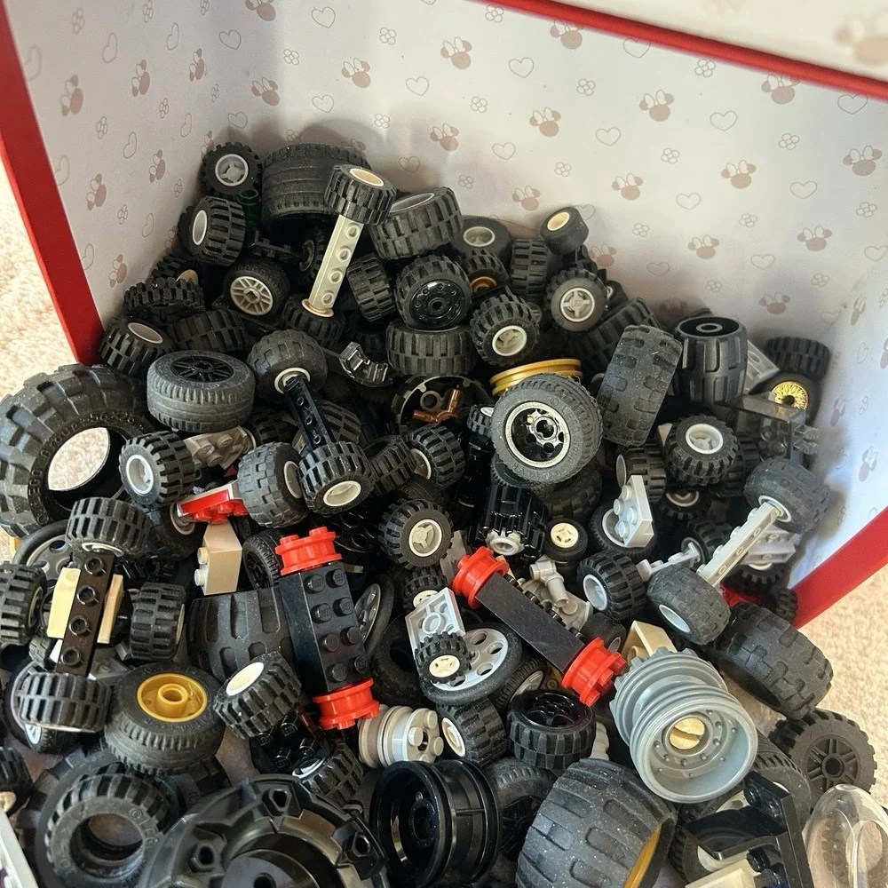 Huge Lot Mixed Lego Wheels‎ Extra Tires Parts & Pieces Used 2.7 Pounds Bulk